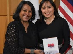 Maria and Professor Bina D'Costa